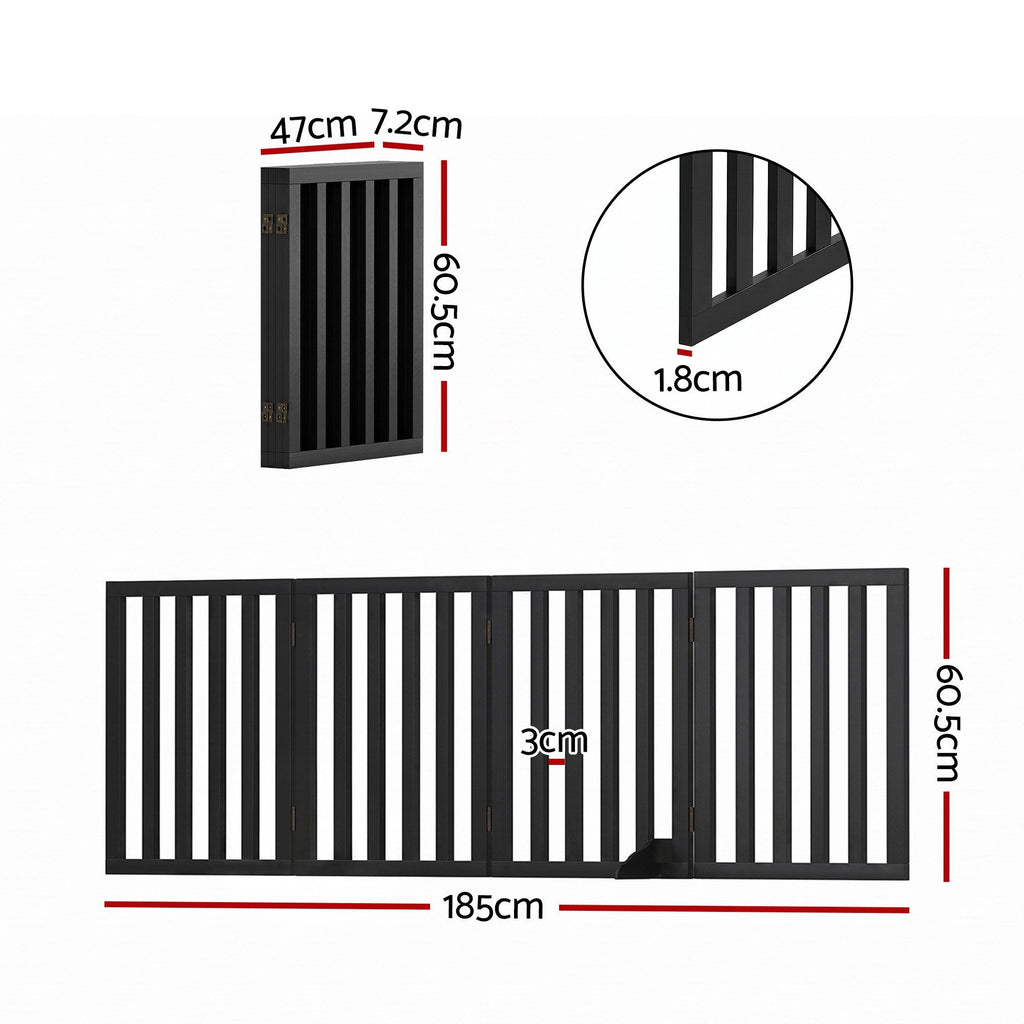 Freestanding Wooden Pet Gate, 4 Panel