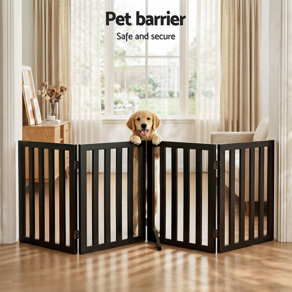 Freestanding Wooden Pet Gate, 4 Panel