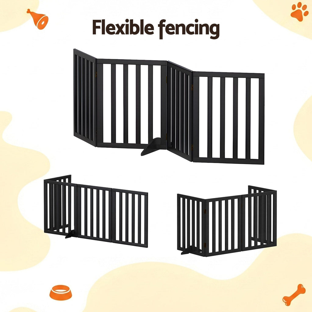 Freestanding Wooden Pet Gate, 4 Panel