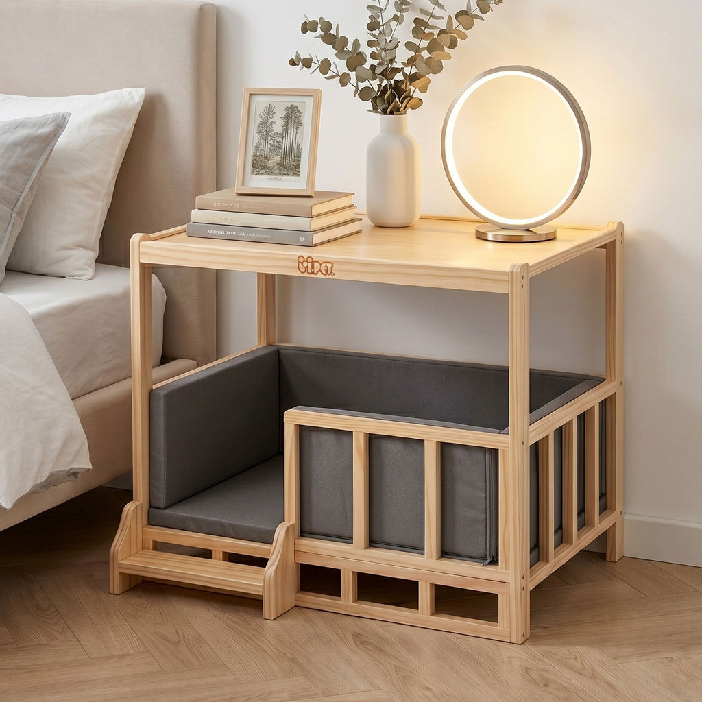 Pine Pet Bed & Side Table