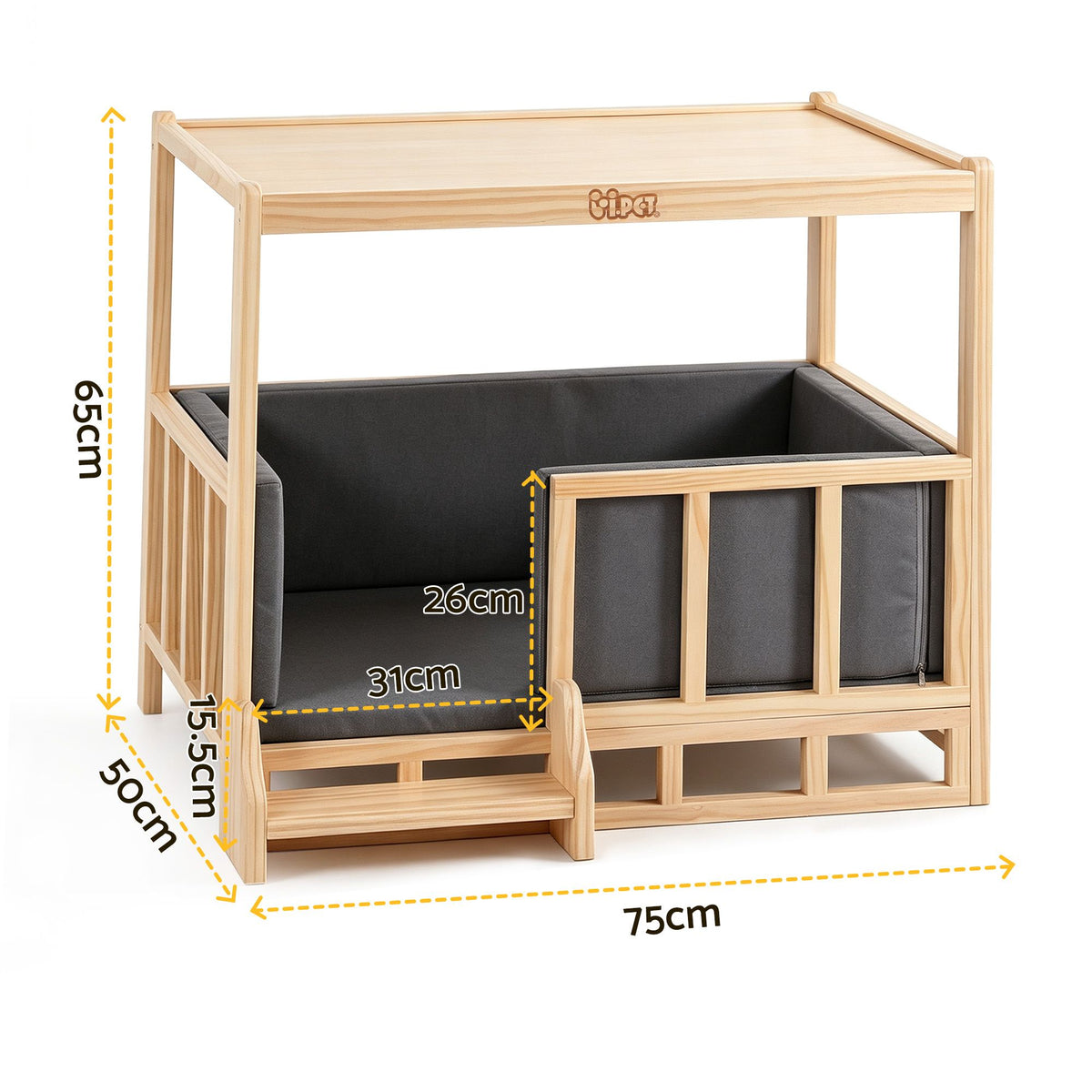 Pine Pet Bed & Side Table