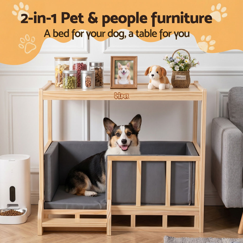 Pine Pet Bed & Side Table
