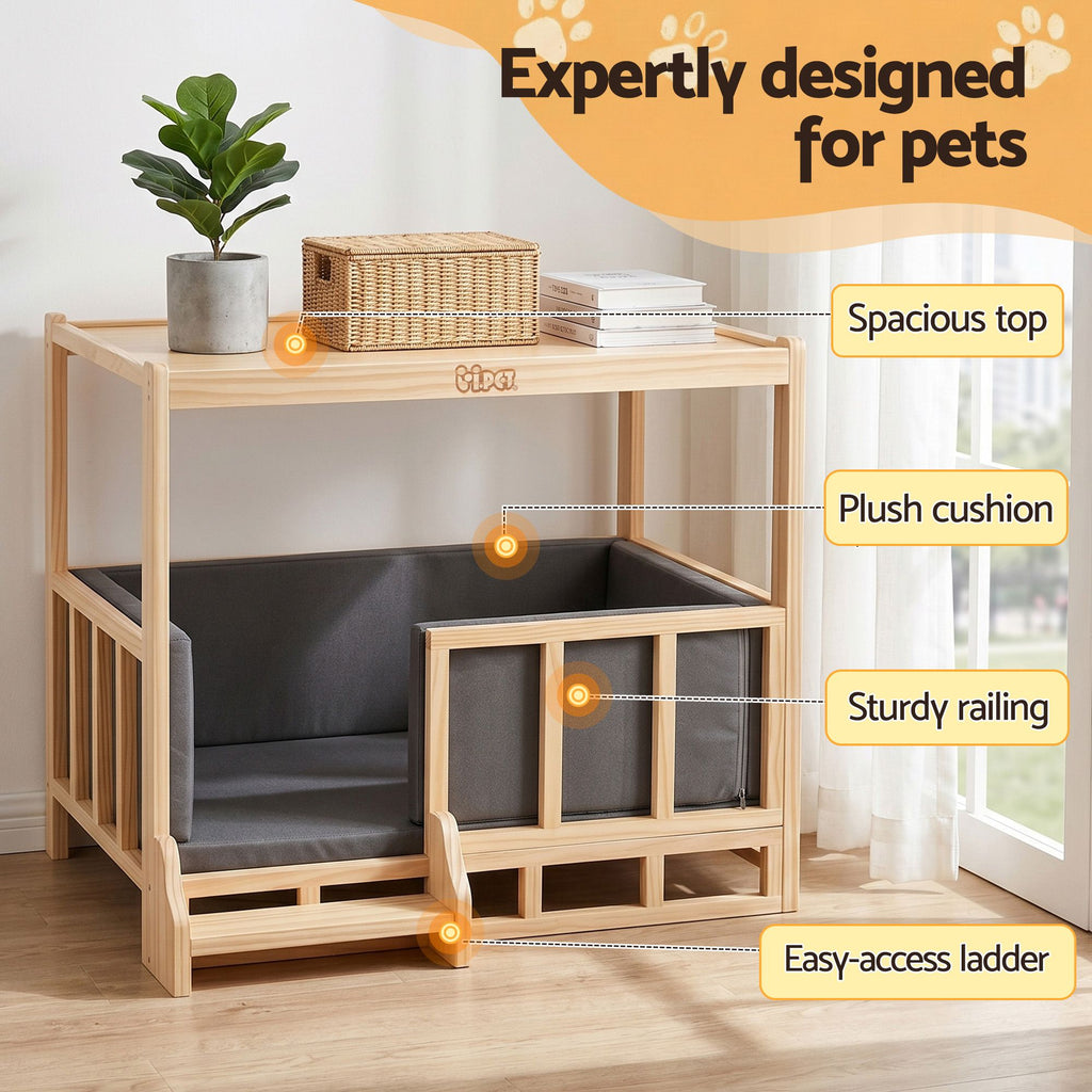 Pine Pet Bed & Side Table
