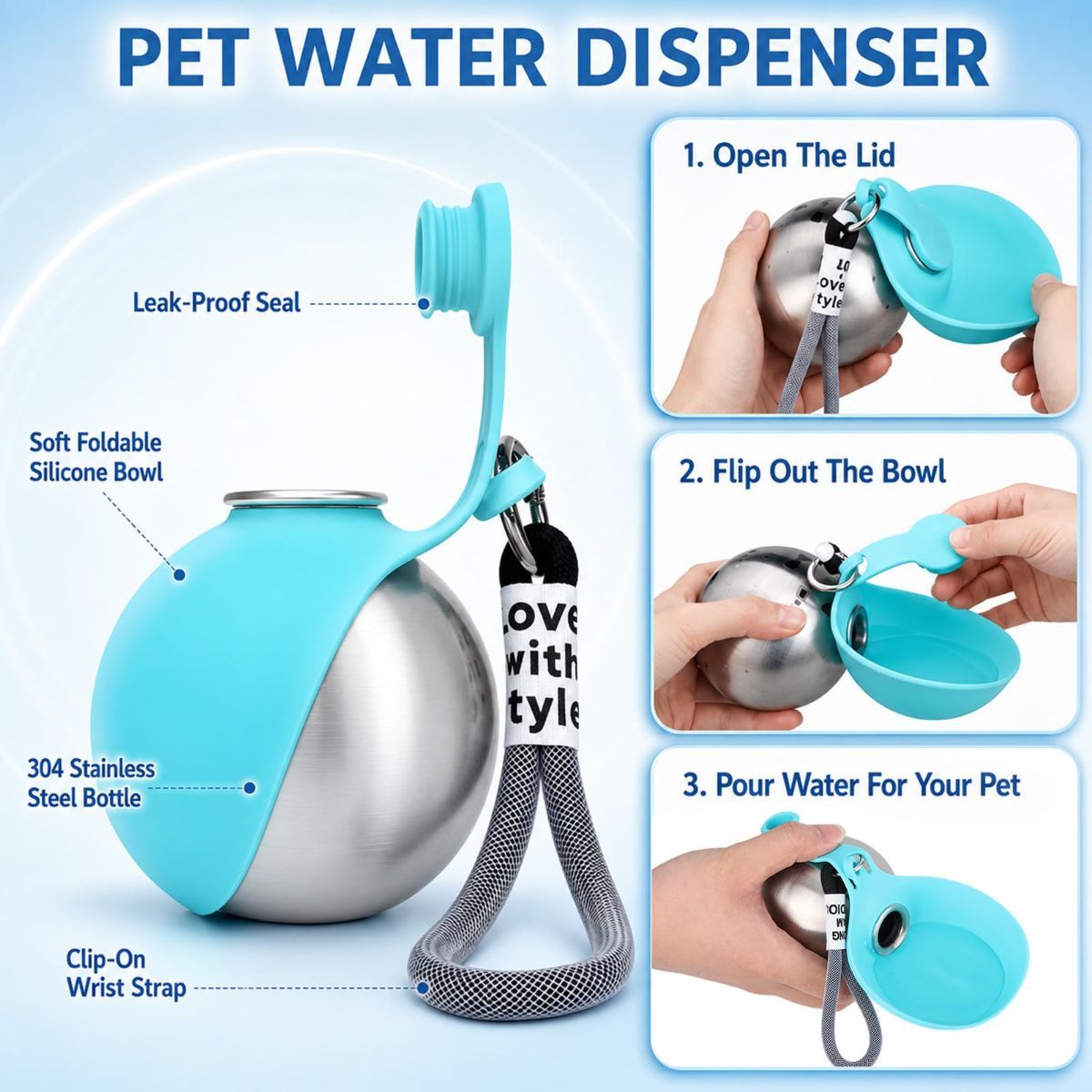 2-in-1 Travel Water Bottle & Bowl