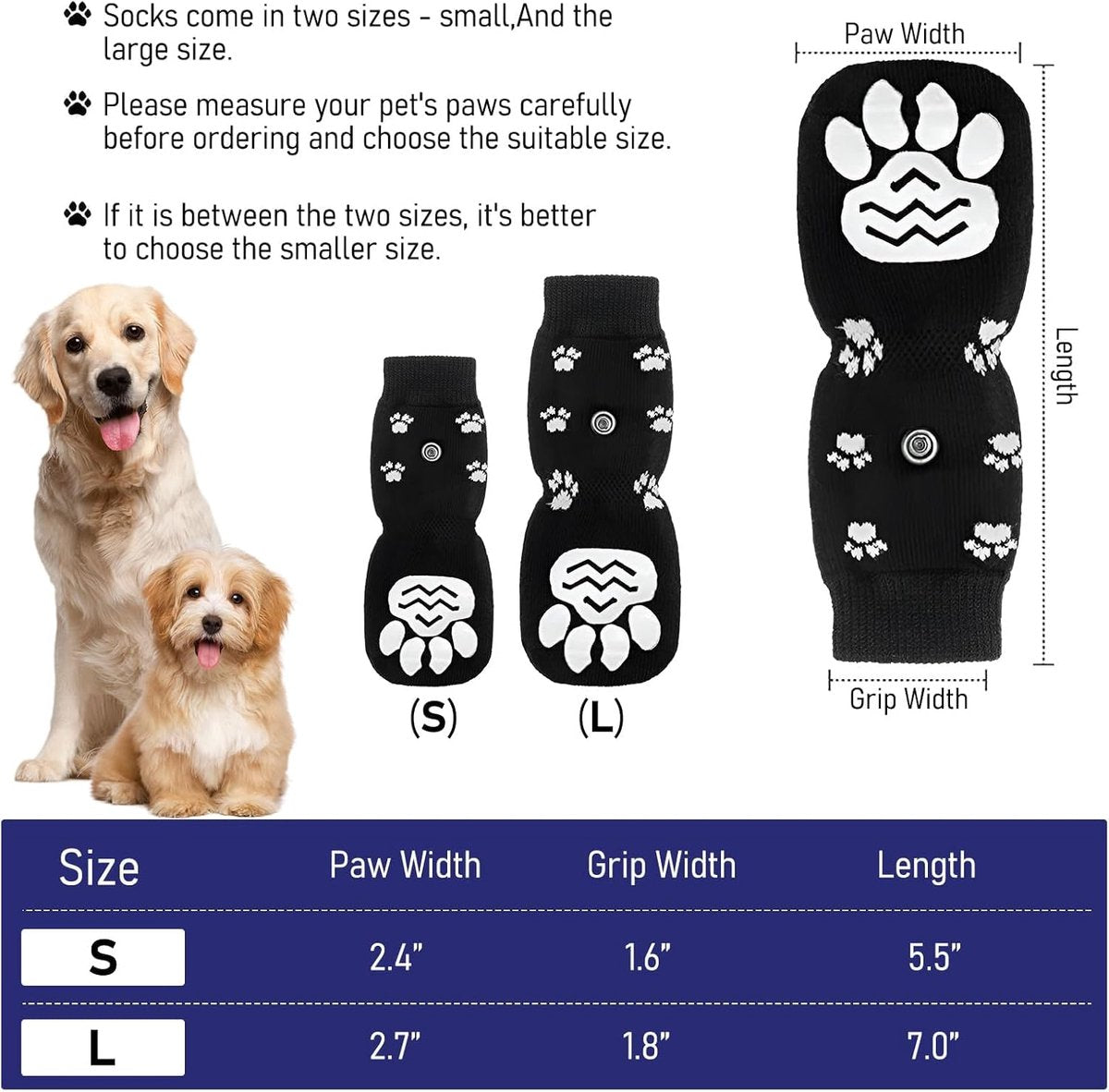 Non-Slip Dog Socks (4 pack)