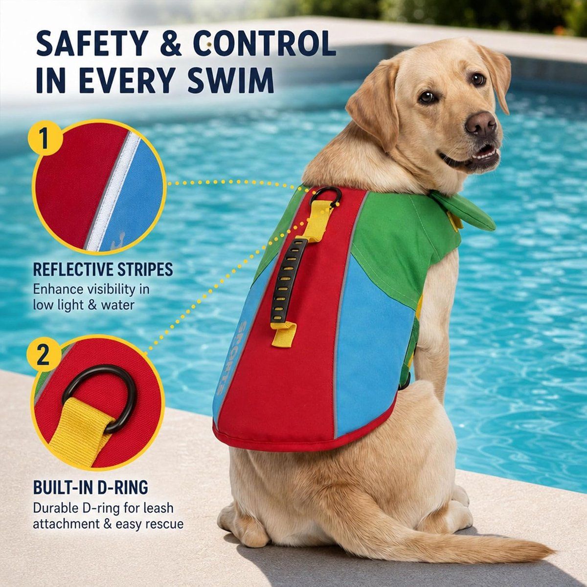 Dog Life Jacket with Rescue Handle