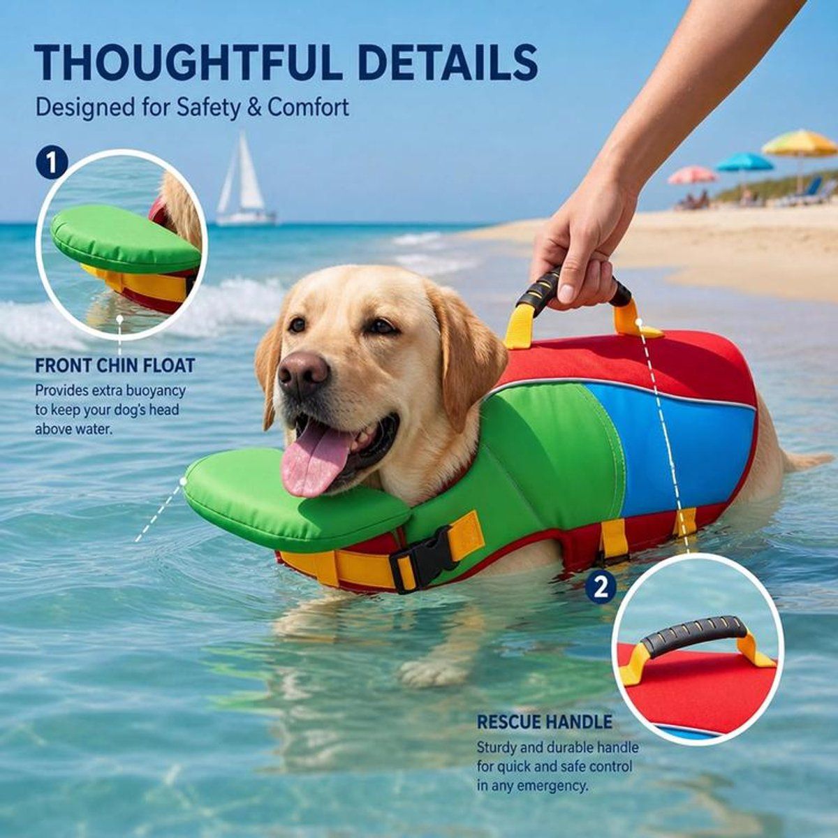 Dog Life Jacket with Rescue Handle