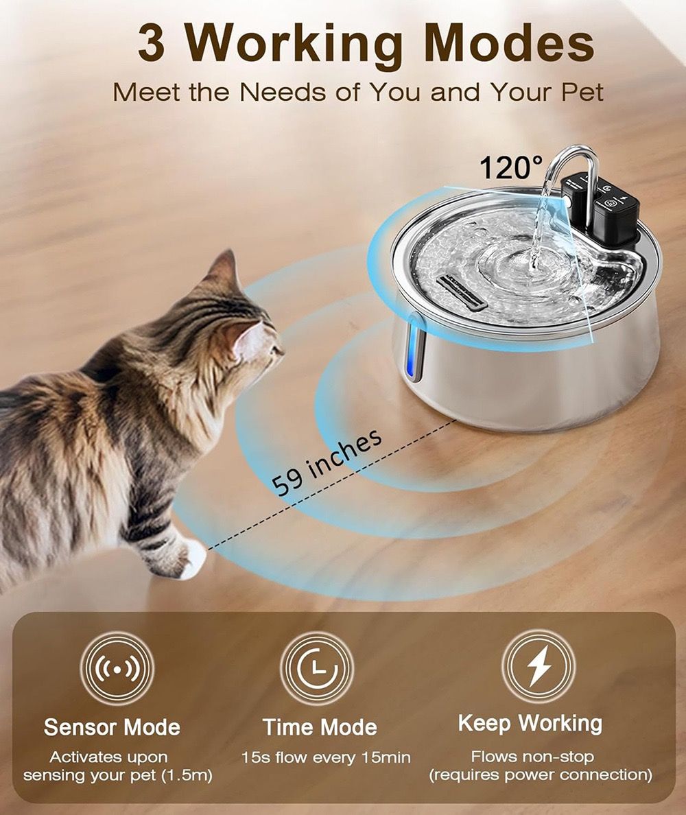 Cordless Stainless Steel Water Fountain, 4 L